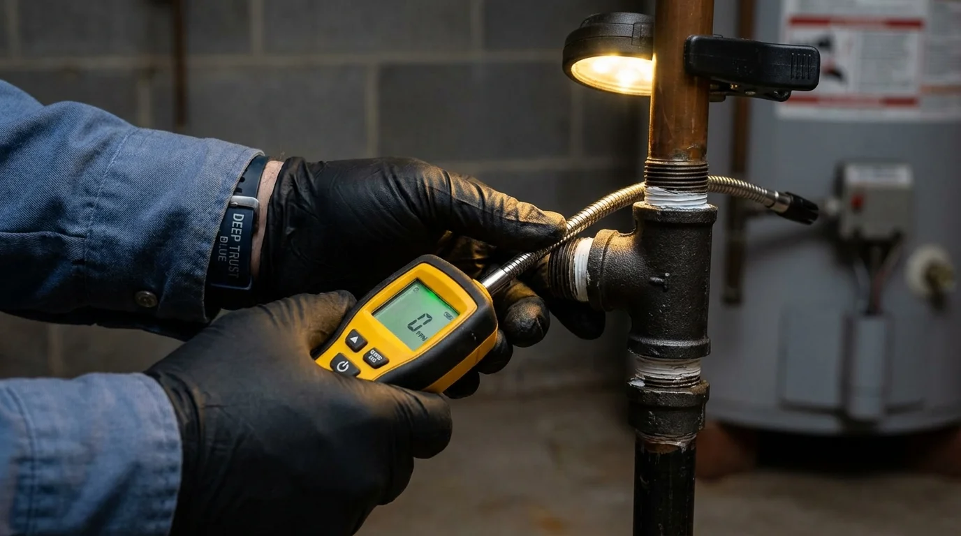 Gas leak detection with electronic sniffer by Johns Plumbing LLC in Dunnellon